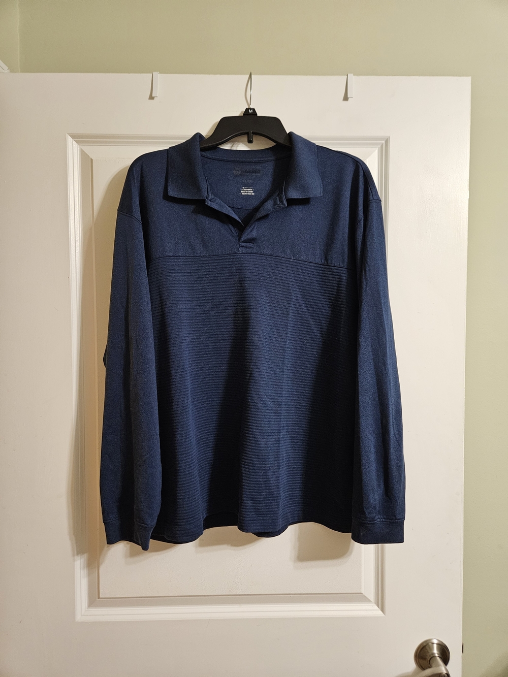 Men's Long-Sleeve Polo Shirt - Navy, Haggar Clothing Brand, Size XL